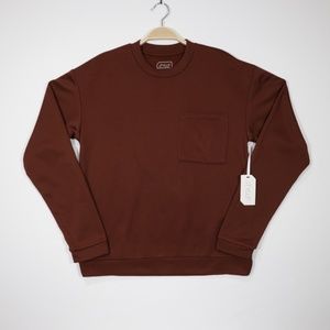 Stylus Men's Crew Neck‎ Long Sleeve Pocket Fleece Sweatshirt Burgundy Size Small